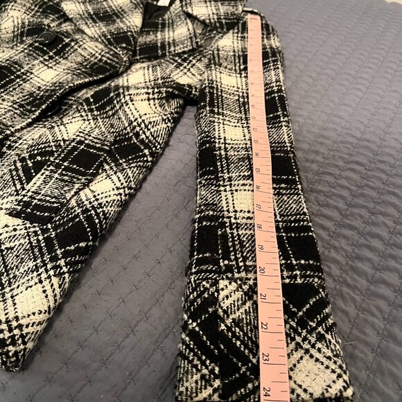 Moda International Women Small Wool Blend Double Breasted Plaid Pea Coat - Picture 7 of 8